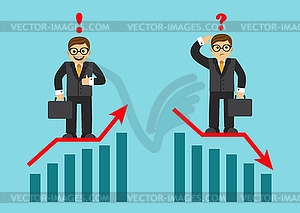 Success and failure in business - vector image