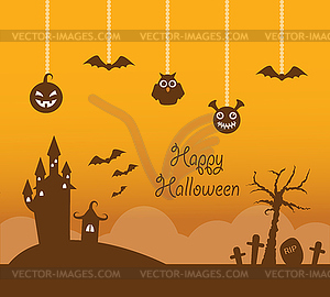 Orange halloween background - vector image