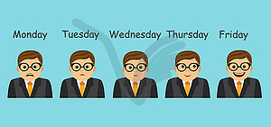 Emotions and days of the week - vector clipart / vector image