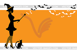 Background with a witch for Halloween - vector image