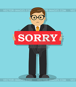 Businessman regrets and wants to correct the error - vector image