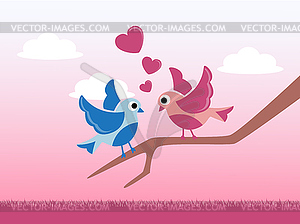 Love birds on Valentine's Day - vector image