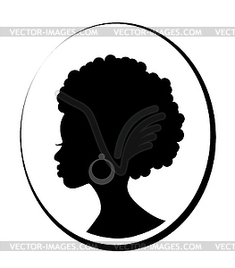 Face of African black woman in profile - vector clipart