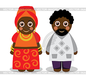 African man and woman in national clothes - vector image