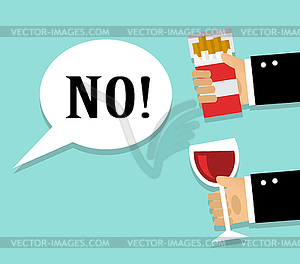 Refusal of cigarettes and alcohol - vector image