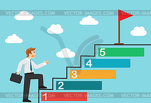 The businessman achieves the goal - vector image