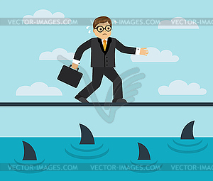 Businessman risks and fears - royalty-free vector clipart