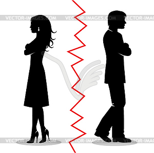 The couple quarreled and turned away from each other - vector image