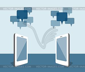 Mobile phone communication - vector image