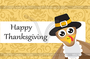 Postcard with turkey for Thanksgiving day - vector image