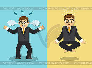 The businessman is angry and meditates - vector image