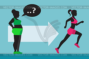 Женщина хочет похудеть - векторный графический клипарт