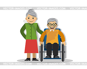 A man on a wheelchair and joy - vector clipart