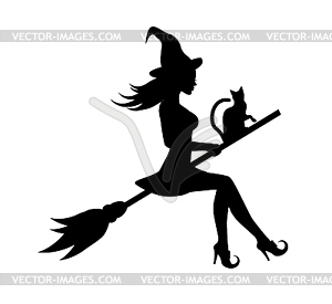 The witch flies to celebrate the sabbath - vector clip art