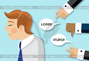 Businessmen are scolded and he is sad - royalty-free vector image