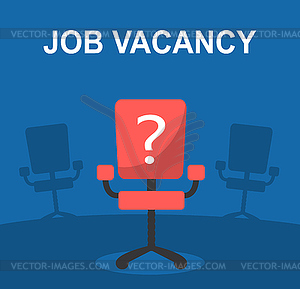 Vacancy and office red chair with a question mark - vector clip art