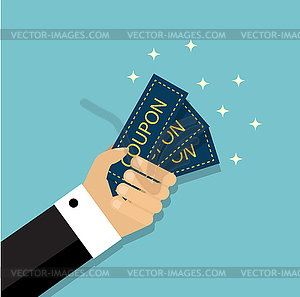 Hand holds several coupons - vector clipart