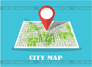 Red icon destination point on map - vector image