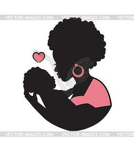 Black mother with a baby in her arms - royalty-free vector image