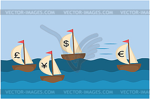 Monetary competition in the global market - vector image