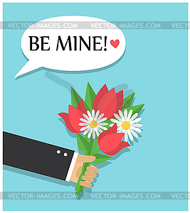 A bouquet of flowers as a gift and a declaration of lov - vector image