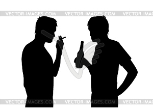 Bad habits smoking and alcoholism - vector clip art