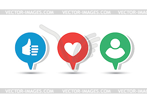 Three social icons - vector clipart