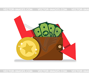 Failure in business and with money - vector image