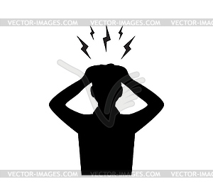 Headache and migraine and a person suffers - vector image