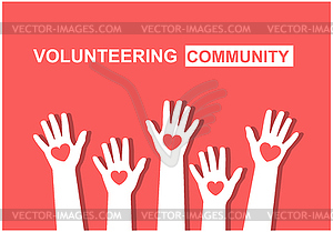 Volunteers united by a common charity idea - vector image