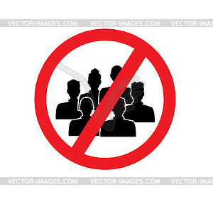 Round red sign prohibition gather in a crowd - vector image