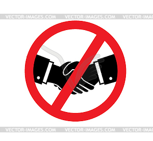 Round red sign prohibition handshake - vector image