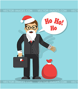 Businessman in santa claus costume and new year - vector image