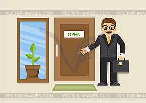 Businessman and new business opened - vector EPS clipart