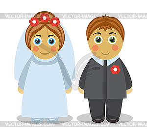 Couple of lovely people in love at wedding - vector clipart