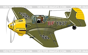 Cartoon Retro Fighter Plane - vector clipart