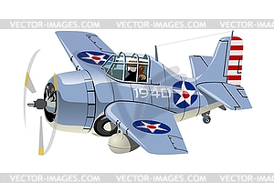 Cartoon Retro Fighter Plane - stock vector clipart