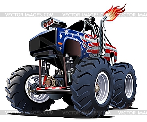 Cartoon Monster Truck with Flame - vector image