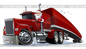 Мультяшный ретро Рождественский грузовик - клипарт в векторном виде