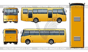 Urban passenger mini-bus mock-up - color vector clipart