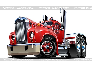 Cartoon retro semi truck - vector clipart