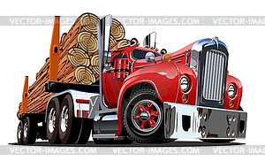 Cartoon retro logging truck - vector clipart