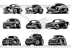 Cartoon retro cars collection - vector image