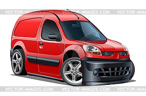 Cartoon delivery van om white background - vector image