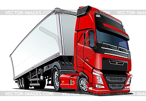 Cartoon cargo semi truck - color vector clipart