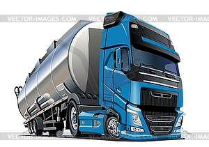 Cartoon semi tanker truck - vector image