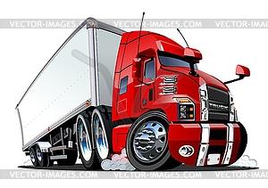 Cartoon cargo semi truck - vector clip art