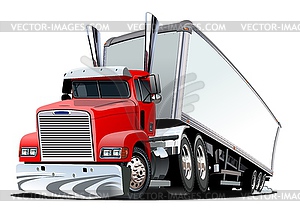 Cartoon cargo semi truck - vector clip art