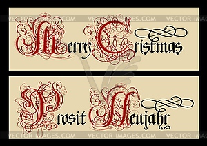 Gothic Christmas calligraphy. Uncial Fraktur - vector image