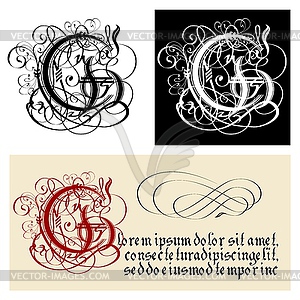 Decorative Gothic Letter G. Uncial Fraktur - royalty-free vector image